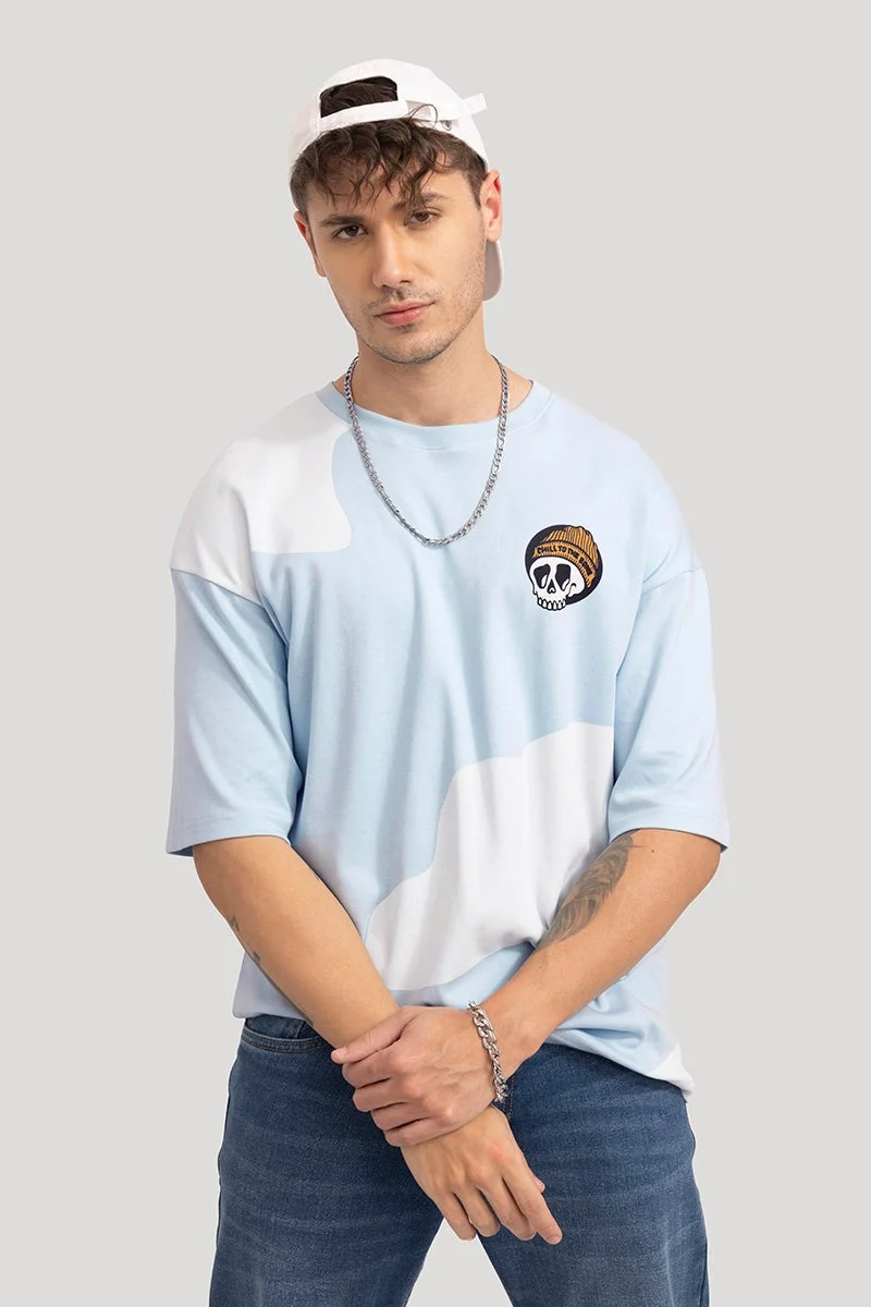 سنيتش تي شيرت واسع بلون أزرق سماوي